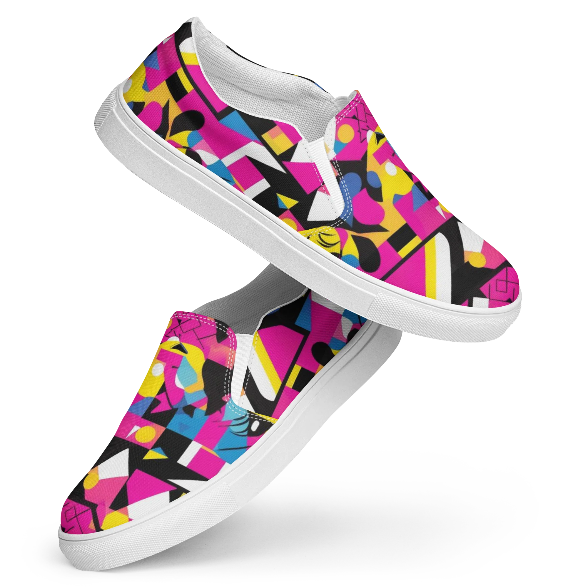 Neon Mask Parade on Women's Slip-On Canvas Shoes — Front
