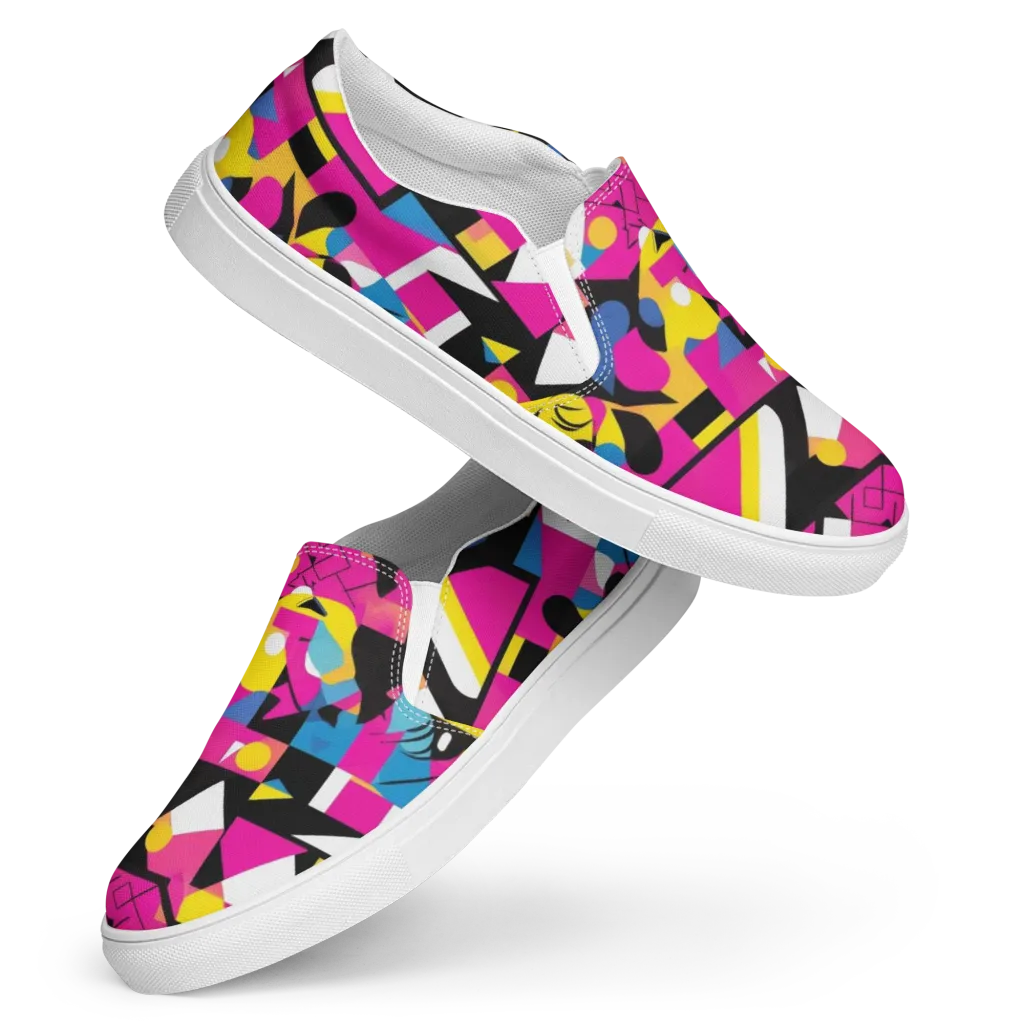Neon Mask Parade on Women's Slip-On Canvas Shoes — Front