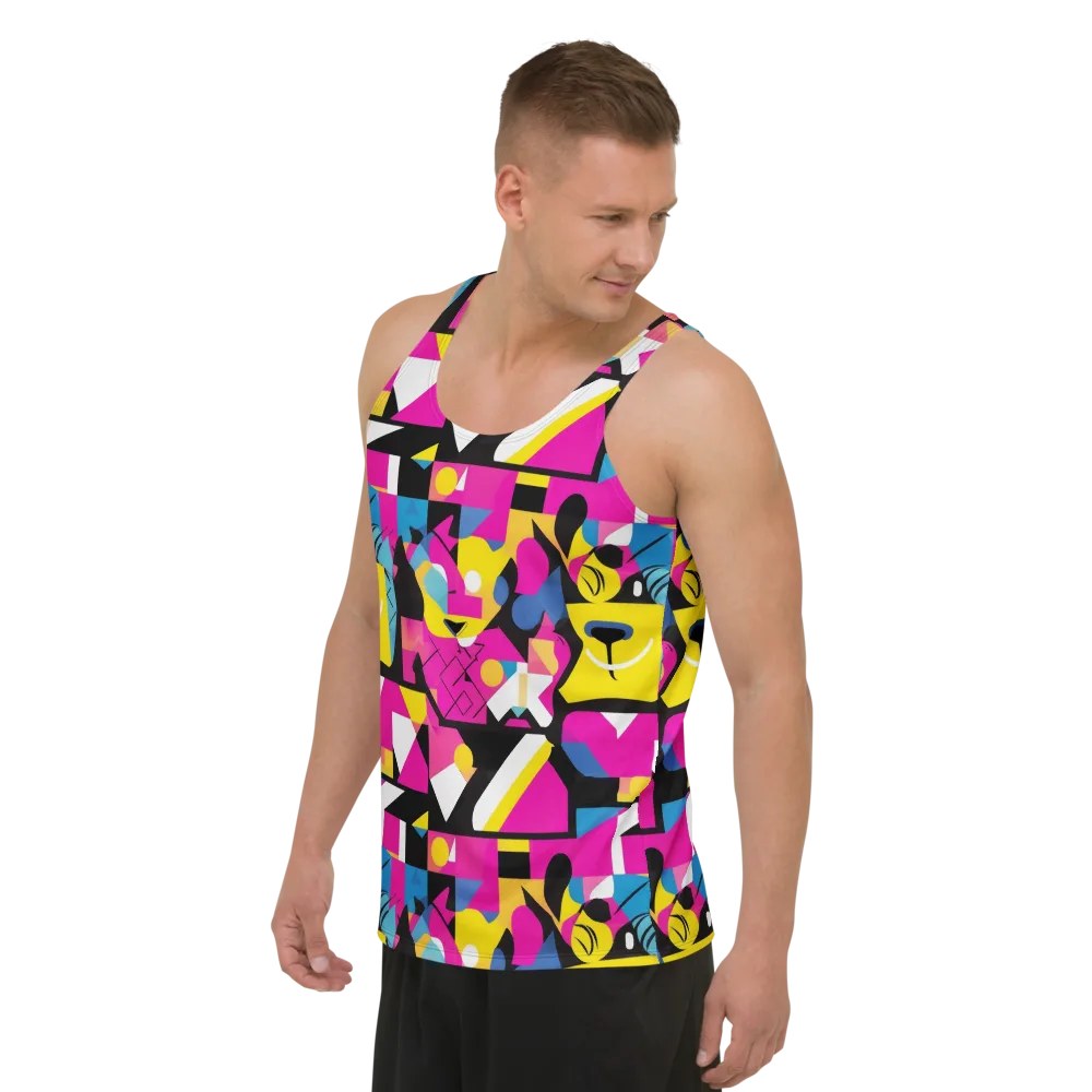 Neon Mask Parade on Men's Tank Top — Left Front