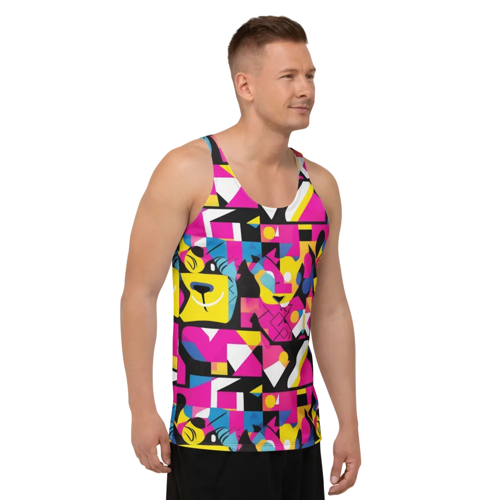 Neon Mask Parade on Men's Tank Top — Right Front