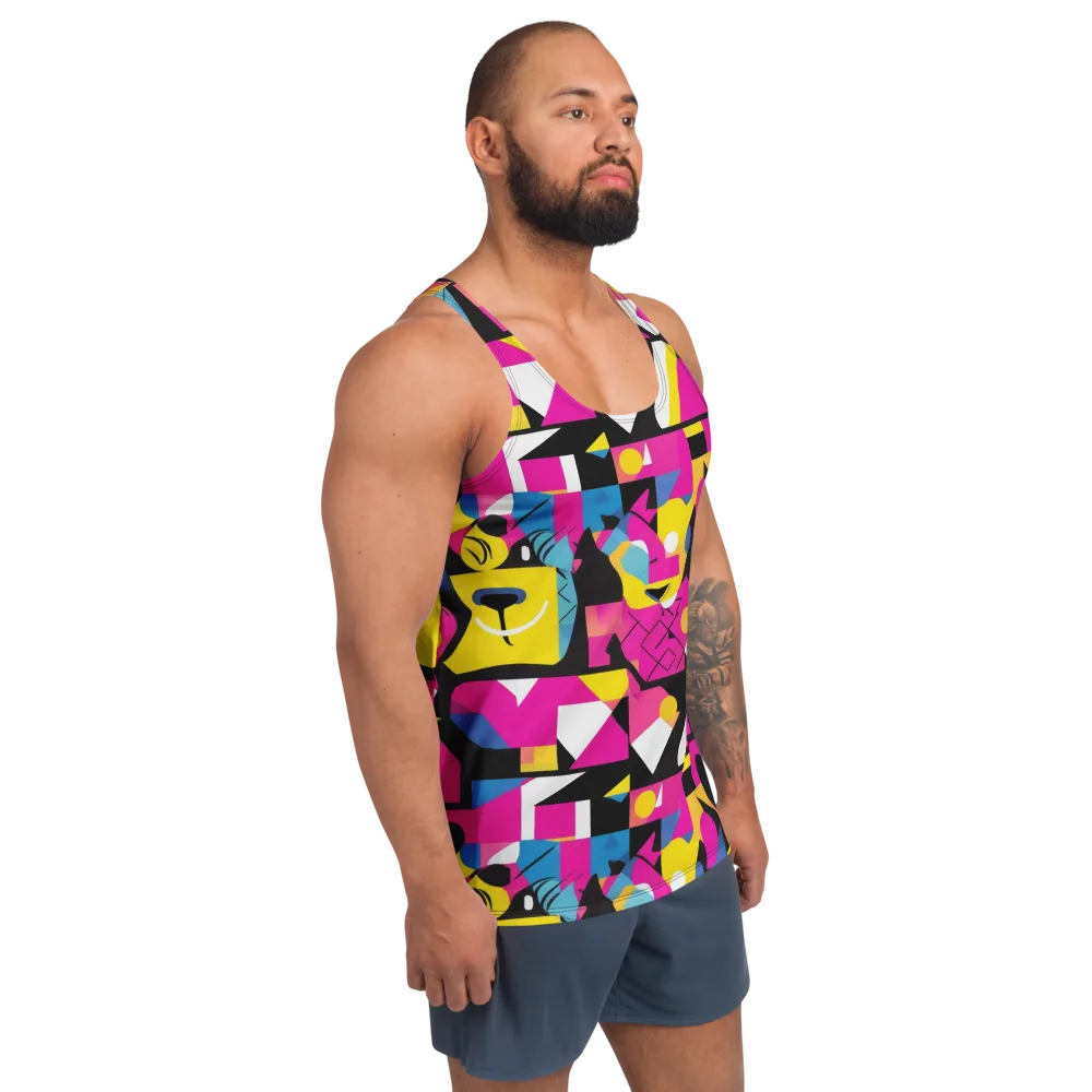 Neon Mask Parade on Men's Tank Top — Right Front