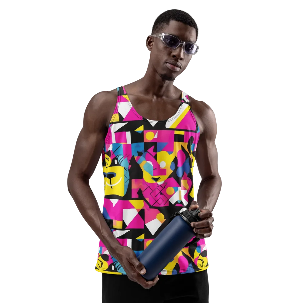 Neon Mask Parade on Men's Tank Top — Front