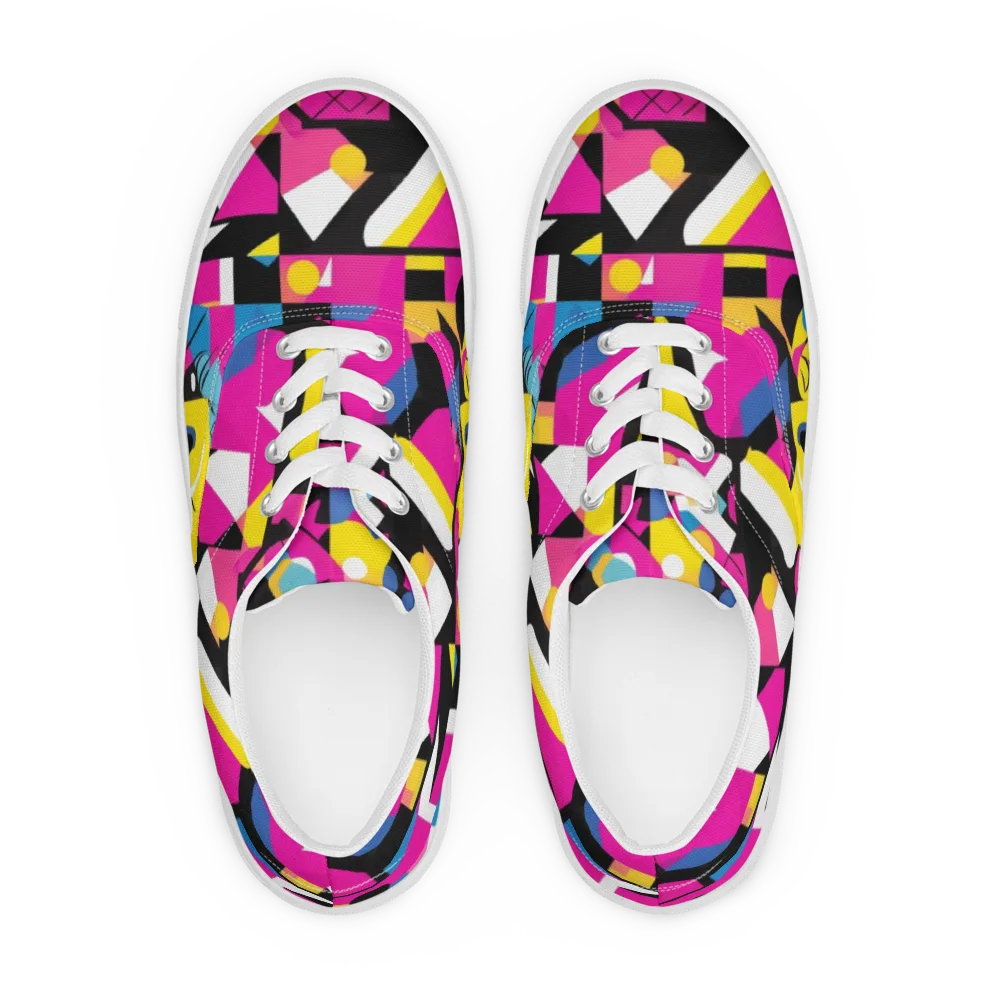 Neon Mask Parade on Men's Lace-Up Canvas Shoes — Front