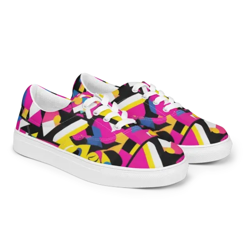 Neon Mask Parade on a Men's Lace-Up Canvas Shoes