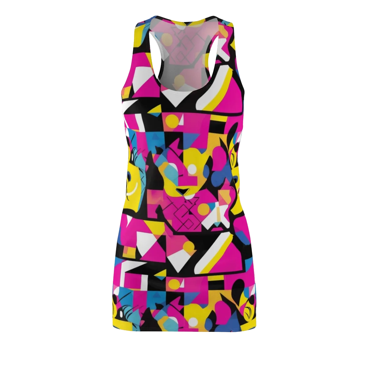 Neon Mask Parade on Racerback Dress — Front
