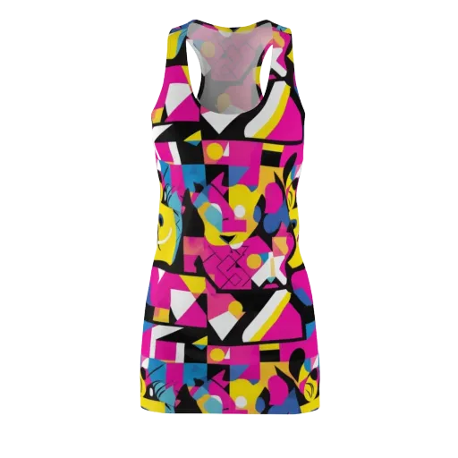 Neon Mask Parade on a Racerback Dress