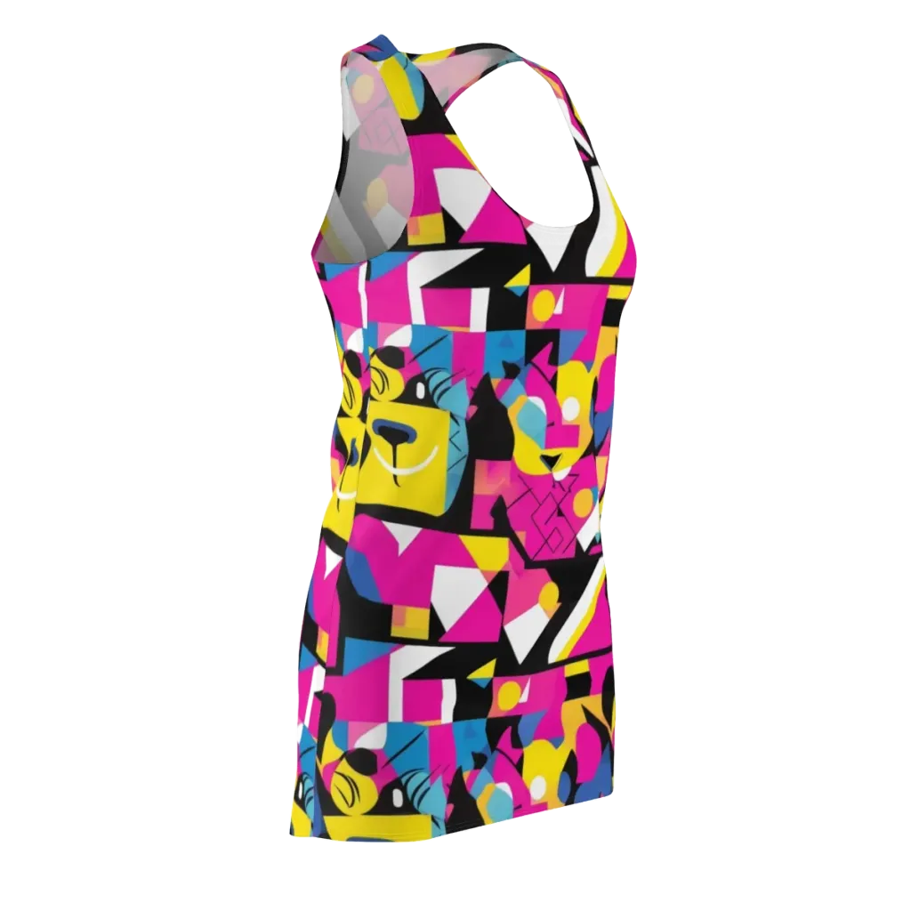 Neon Mask Parade on Racerback Dress — Front Side