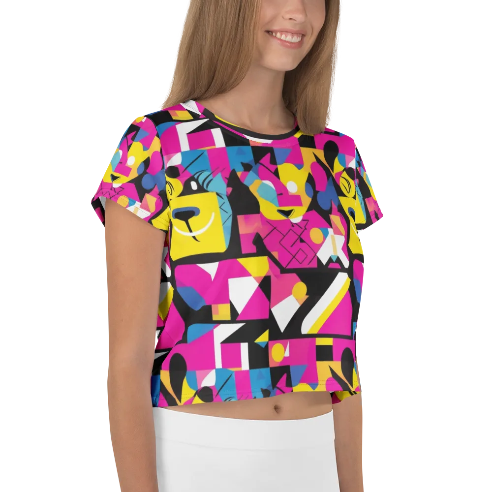 Neon Mask Parade on Crop Tee — Right