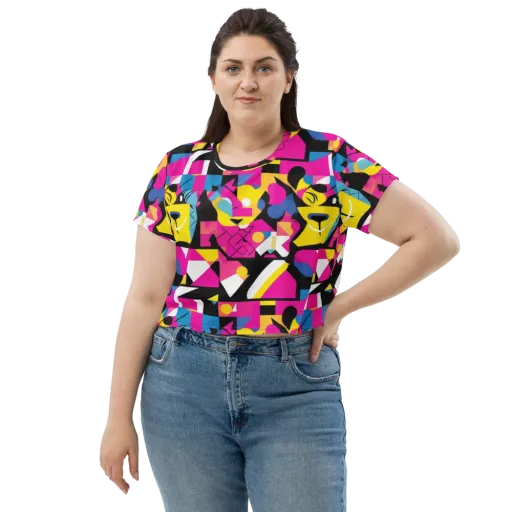 Neon Mask Parade on a Crop Tee