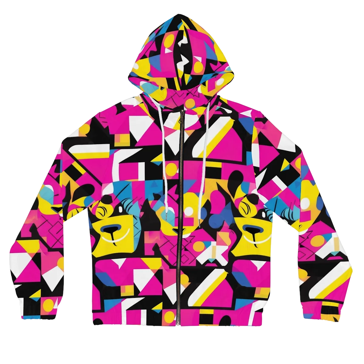 Neon Mask Parade on Women's Full-Zip Hoodie — Front