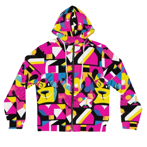 Neon Mask Parade on a Women's Full-Zip Hoodie