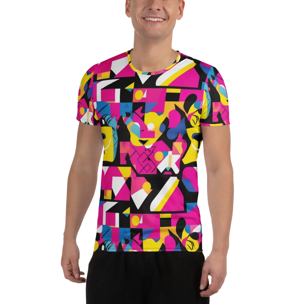 Neon Mask Parade on Men's Athletic T-Shirt — Front