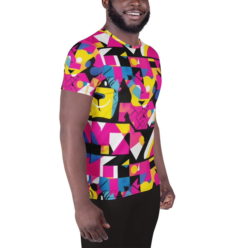 Neon Mask Parade on Men's Athletic T-Shirt — Right