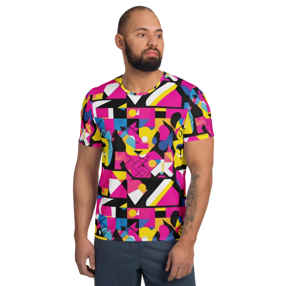 Neon Mask Parade on Men's Athletic T-Shirt — Front