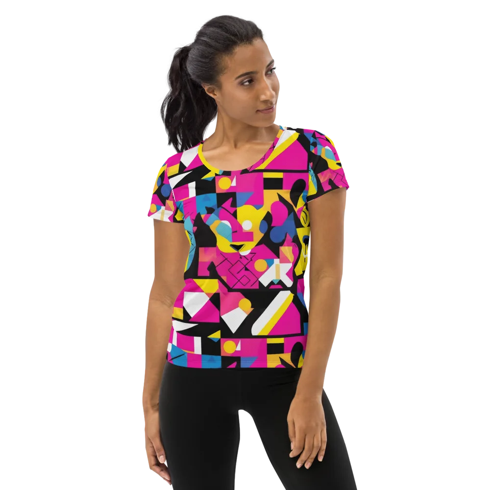 Neon Mask Parade on Women's Athletic T-Shirt — Front