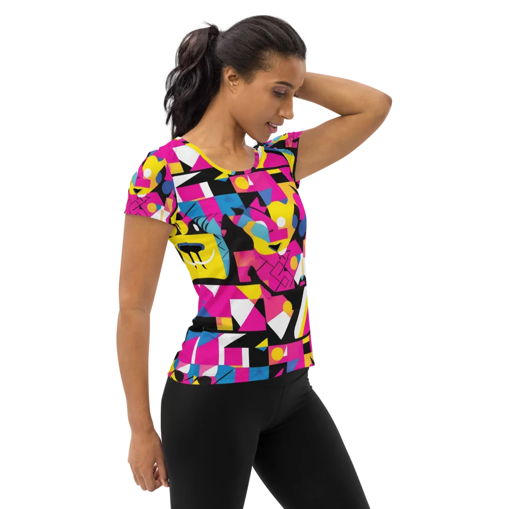 Neon Mask Parade on Women's Athletic T-Shirt — Right