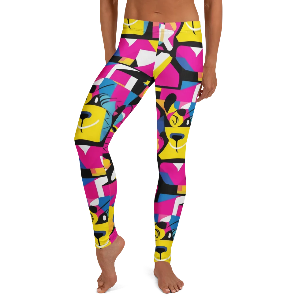 Neon Mask Parade on Leggings — Front