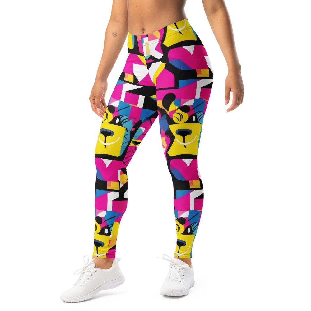 Neon Mask Parade on Leggings — Left Front