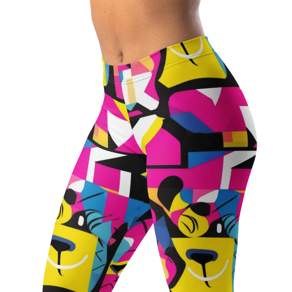 Neon Mask Parade on Leggings — Left Front