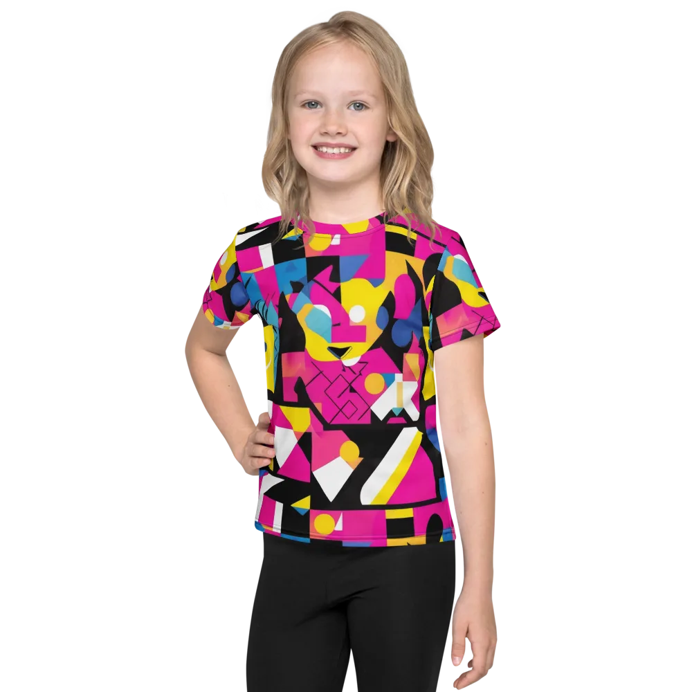 Neon Mask Parade on Kids Crew Neck T-Shirt — Front