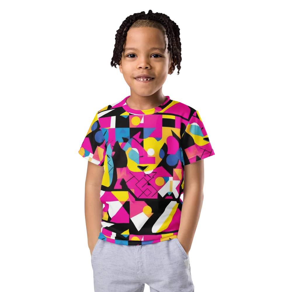 Neon Mask Parade on Kids Crew Neck T-Shirt — Front