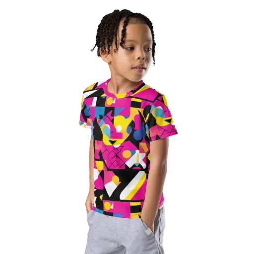 Neon Mask Parade on a Kids Crew Neck T-Shirt