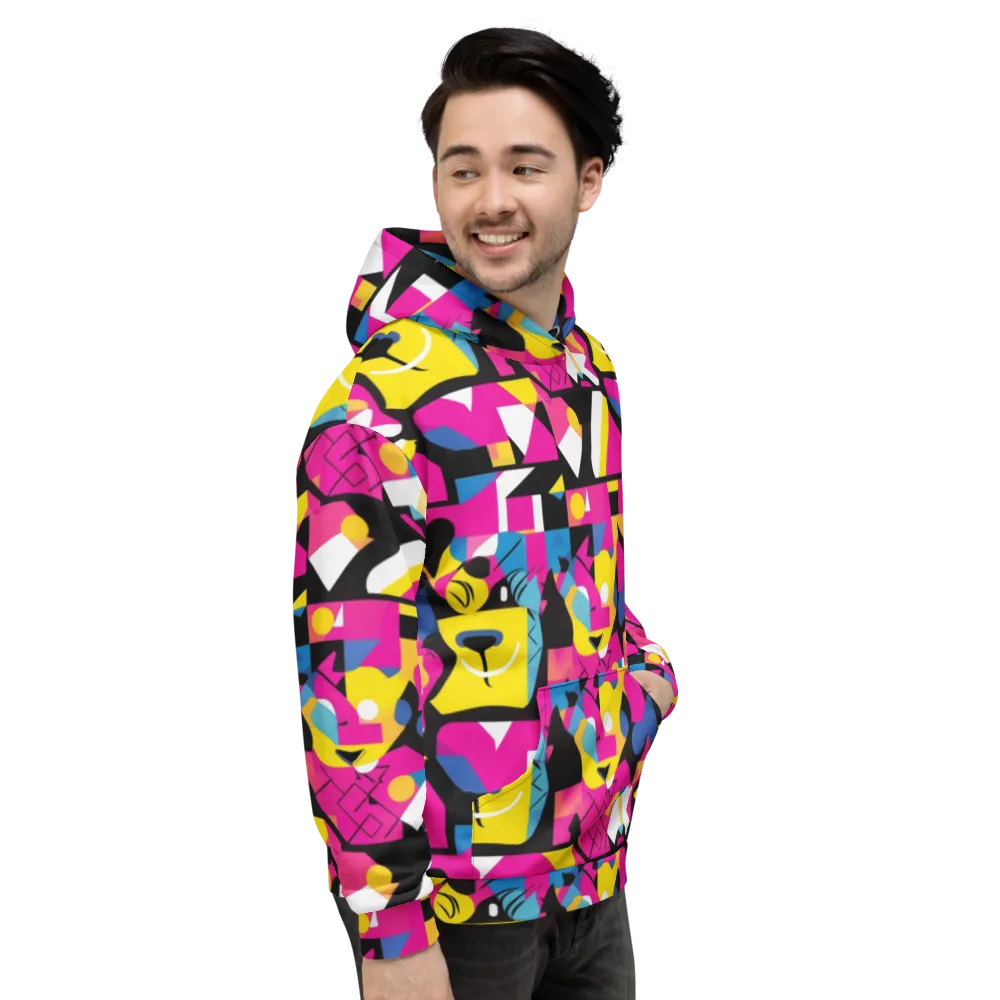 Neon Mask Parade on Hoodie — Right