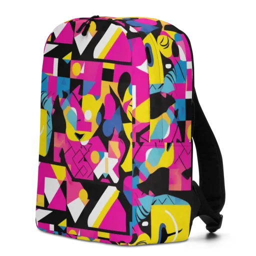 Neon Mask Parade on a Minimalist Backpack