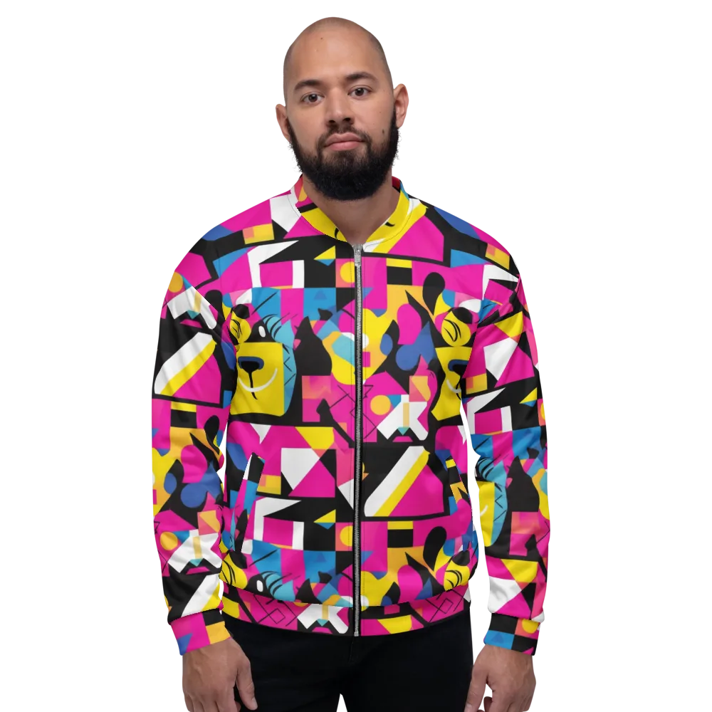 Neon Mask Parade on Bomber Jacket — Front