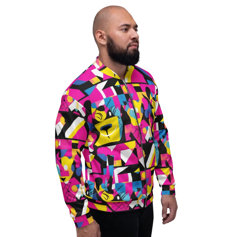 Neon Mask Parade on Bomber Jacket — Right