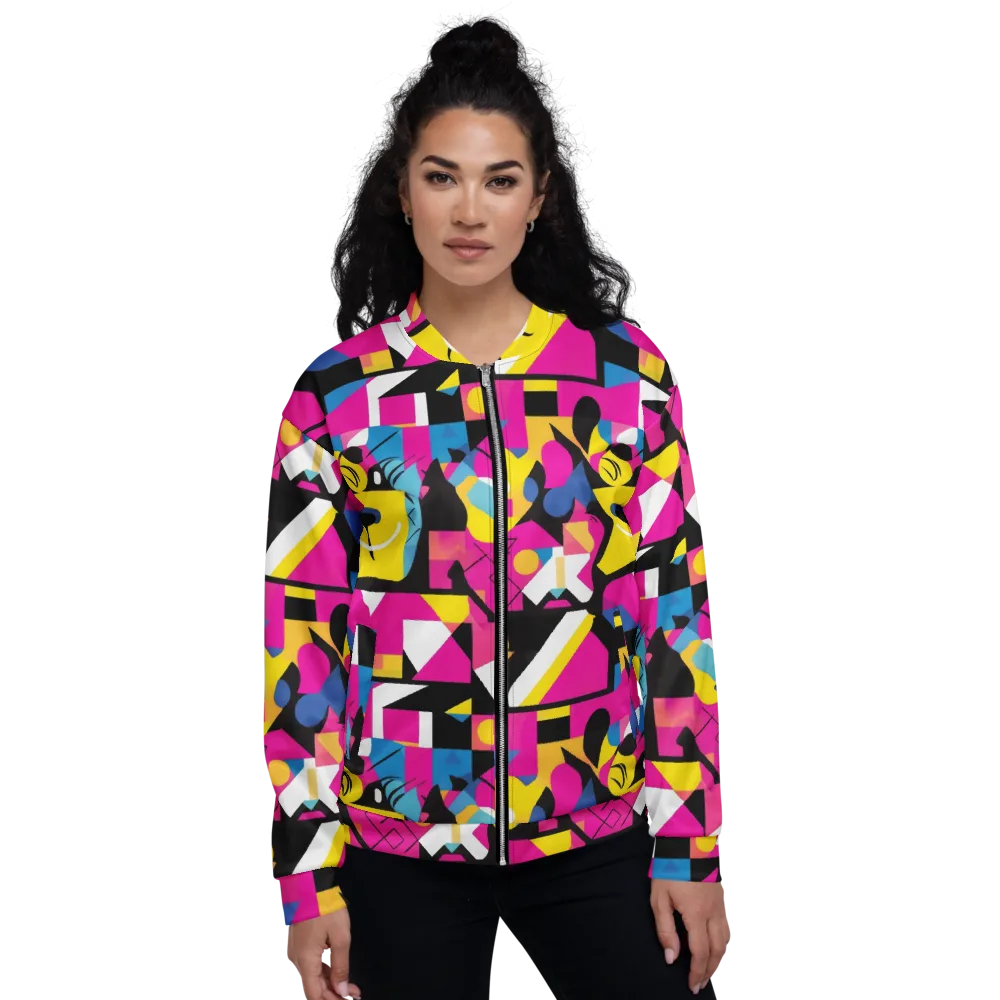 Neon Mask Parade on Bomber Jacket — Front
