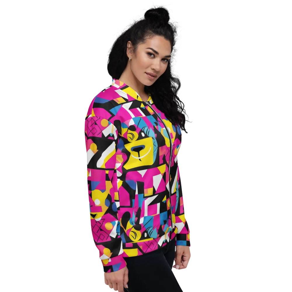 Neon Mask Parade on Bomber Jacket — Right