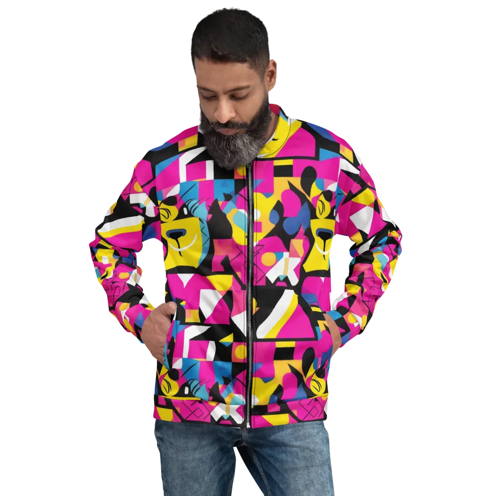 Neon Mask Parade on Bomber Jacket — Front