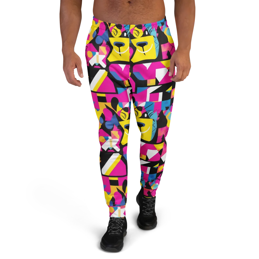 Neon Mask Parade on Men's Joggers — Front