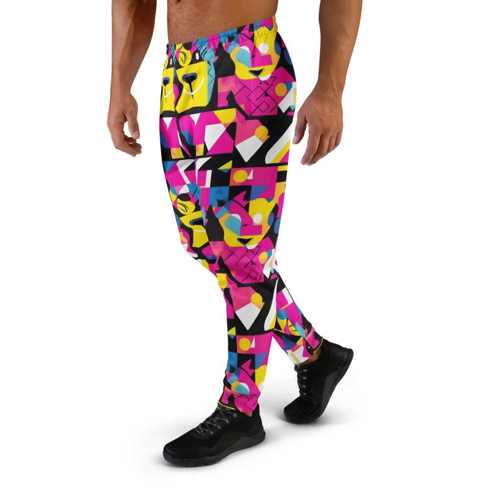 Neon Mask Parade on Men's Joggers — Left