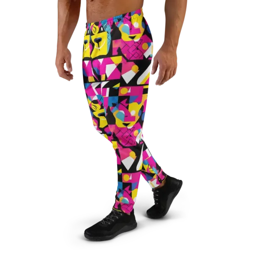 Neon Mask Parade on a Men's Joggers