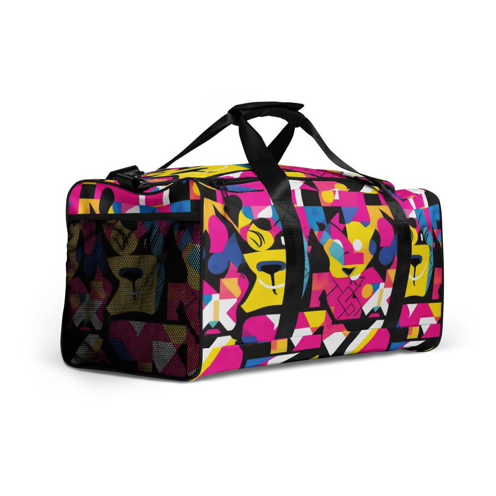 Neon Mask Parade on Duffle Bag — Right Front