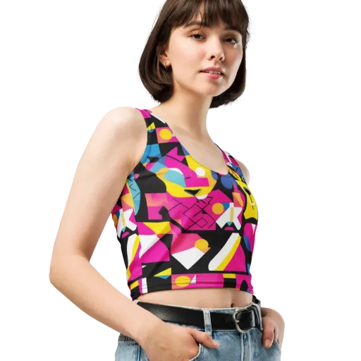 Neon Mask Parade on a Crop Top
