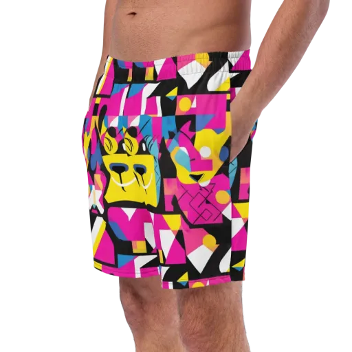 Neon Mask Parade on a Swim Trunks