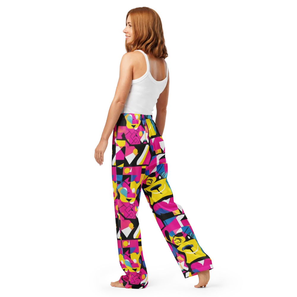 Neon Mask Parade on Women's Pajama Pants — Back