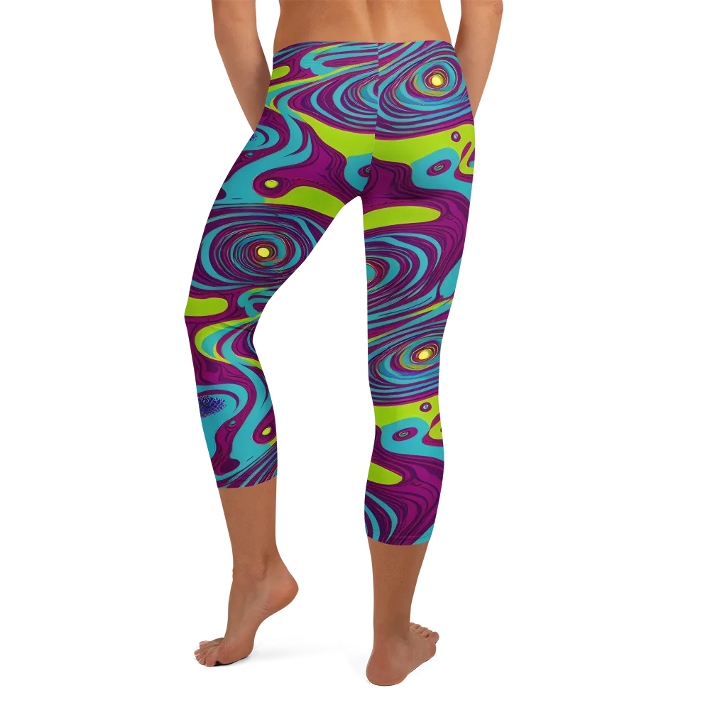 Electric Eddies on Capri Leggings — Back