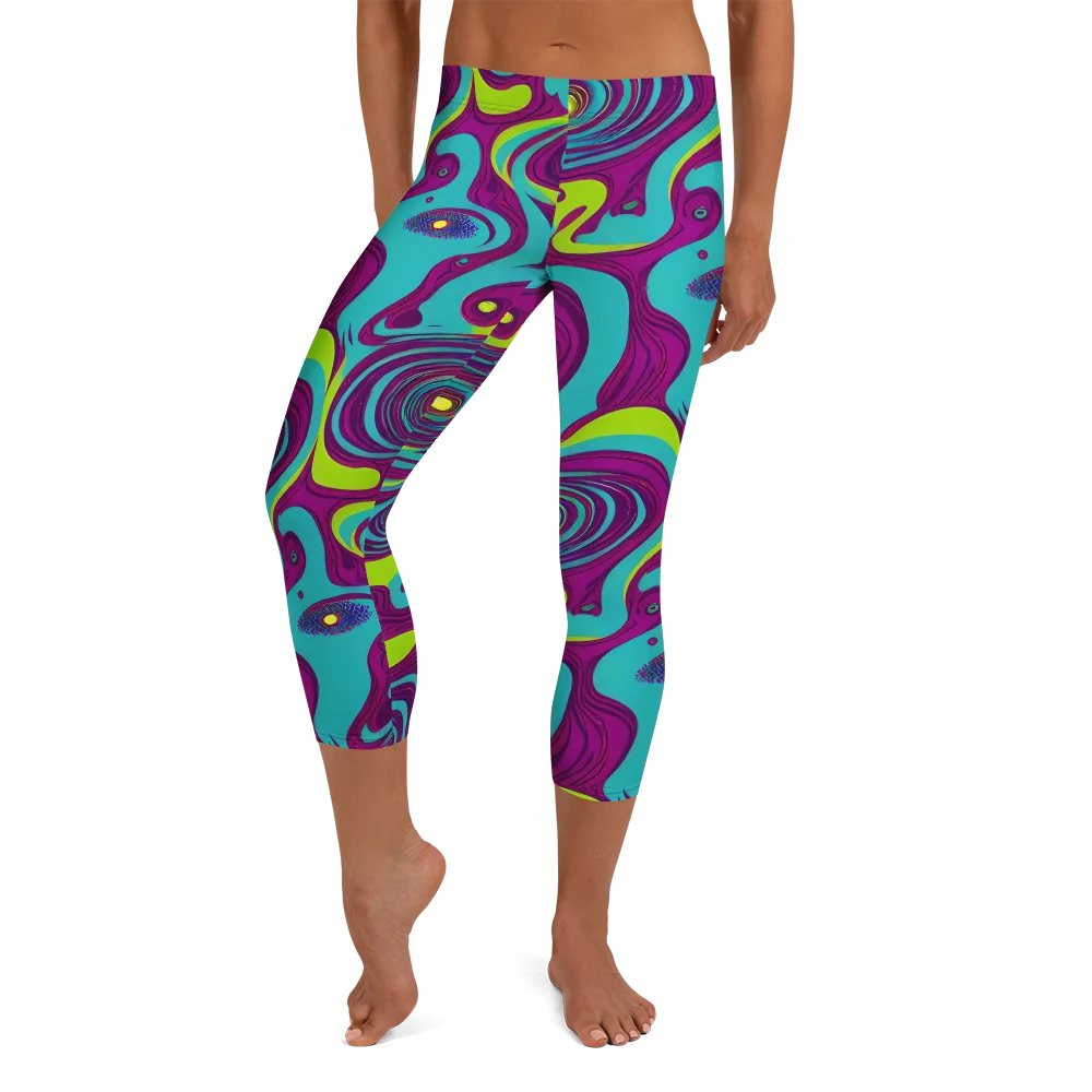 Electric Eddies on Capri Leggings — Front