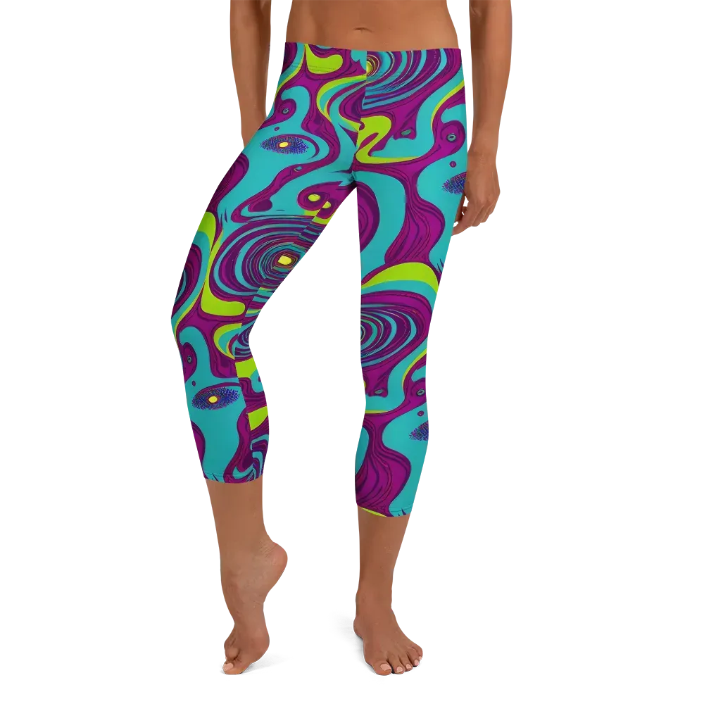 Electric Eddies on Capri Leggings — Front