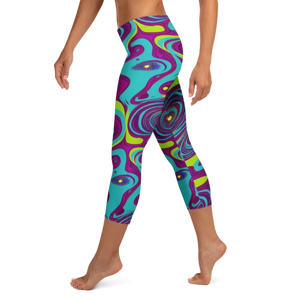Electric Eddies on Capri Leggings — Left
