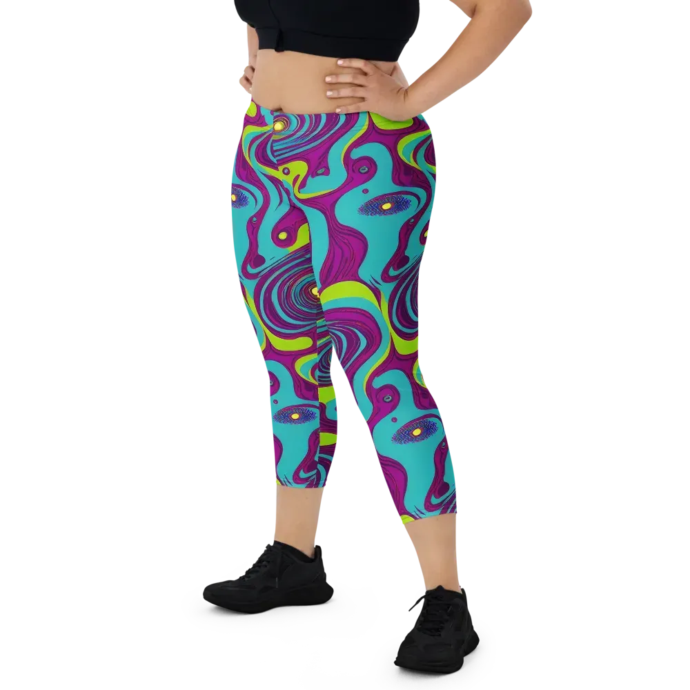 Electric Eddies on Capri Leggings — Front