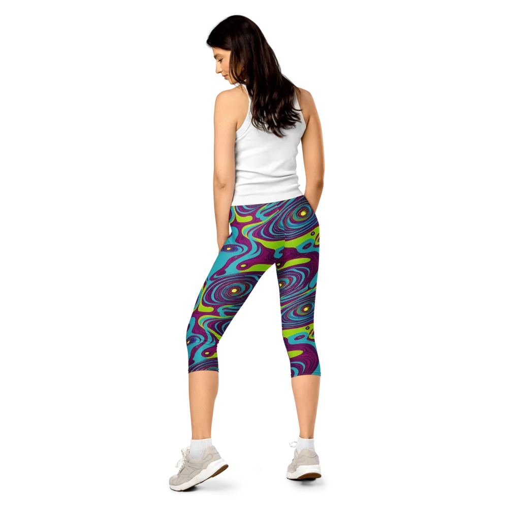 Electric Eddies on Capri Leggings — Back