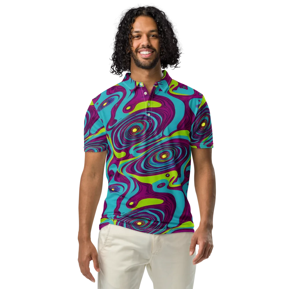 Electric Eddies on Men's Slim Fit Polo Shirt — Front