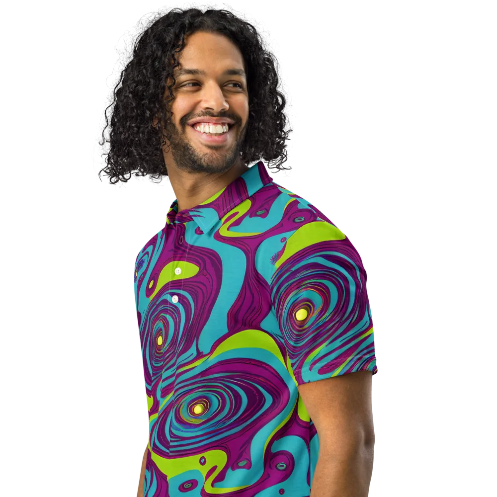 Electric Eddies on Men's Slim Fit Polo Shirt — Left Front
