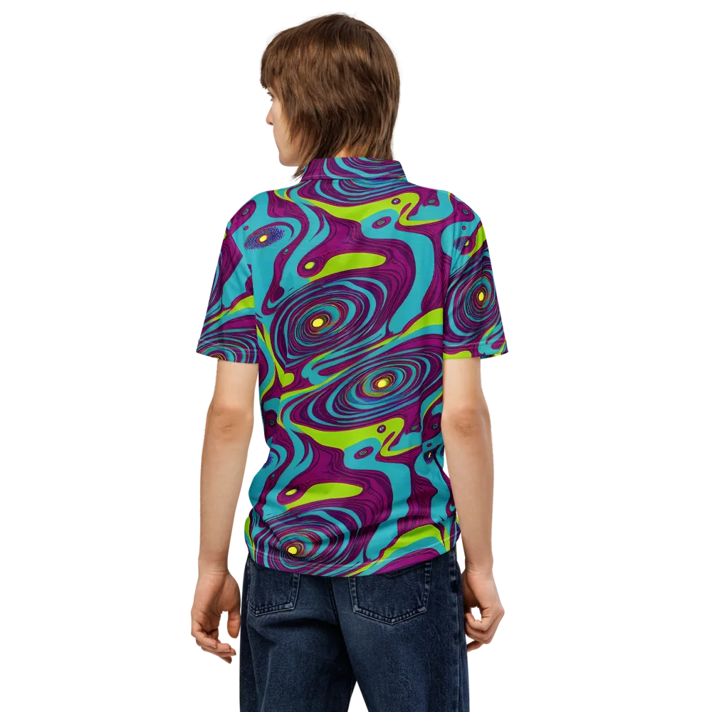 Electric Eddies on Men's Slim Fit Polo Shirt — Back