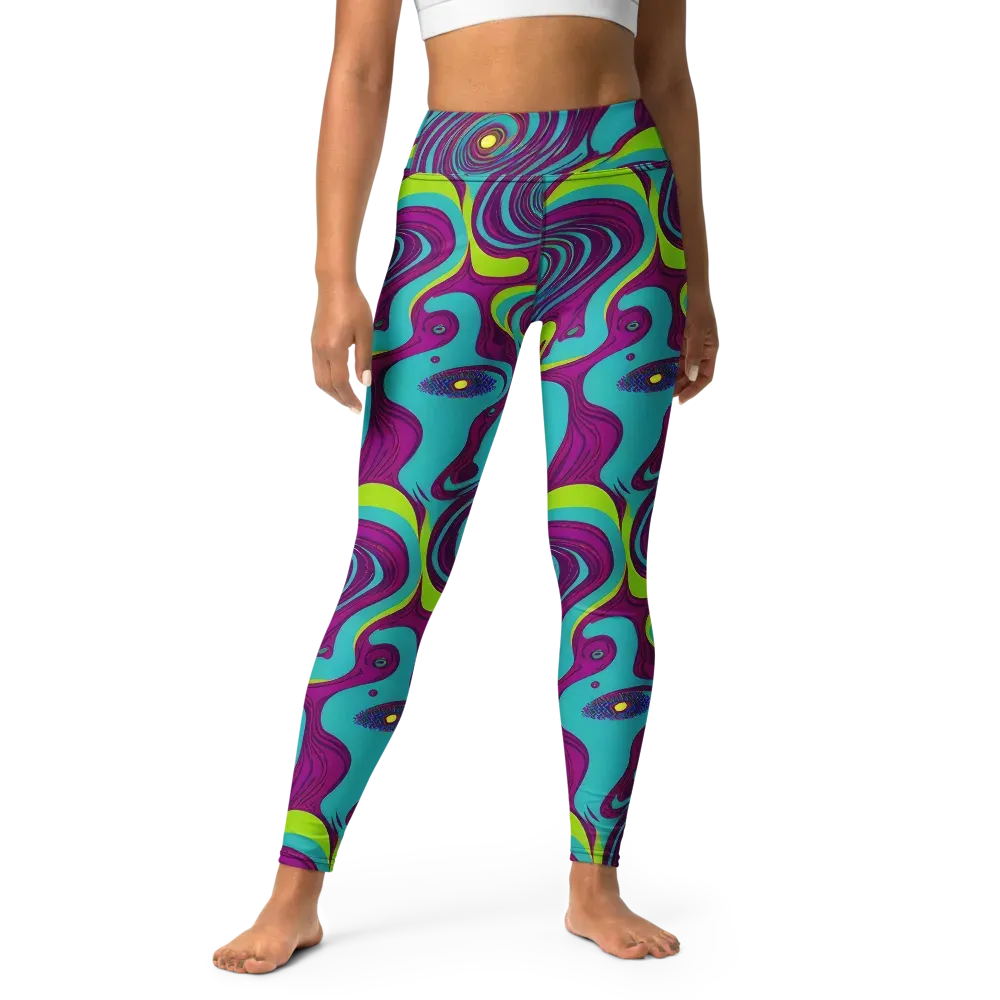 Electric Eddies on Yoga Leggings — Front